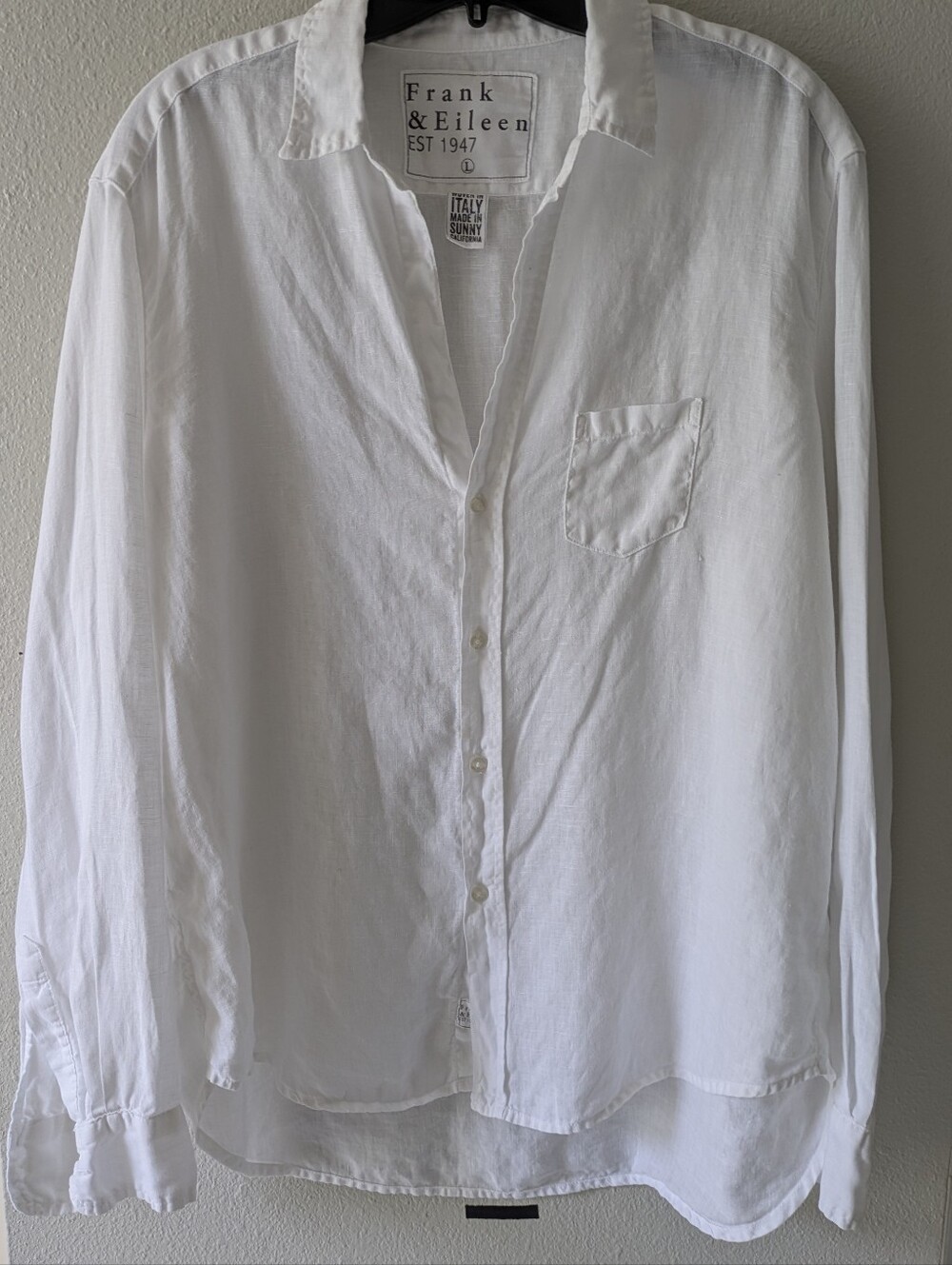 Frank & Eileen Woman’s  Woven  Button Up Shirt White Sz L